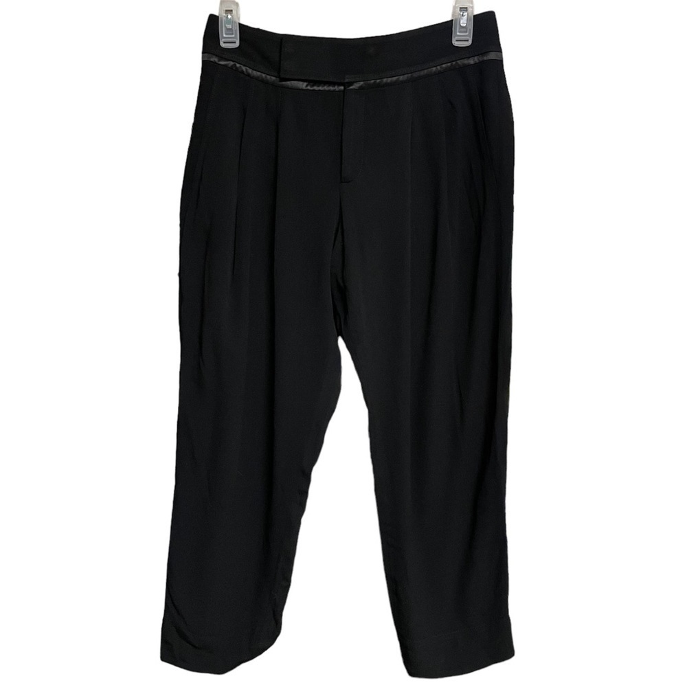 Helmut Lang straight leg pants faux leather crepe Black trousers size 6